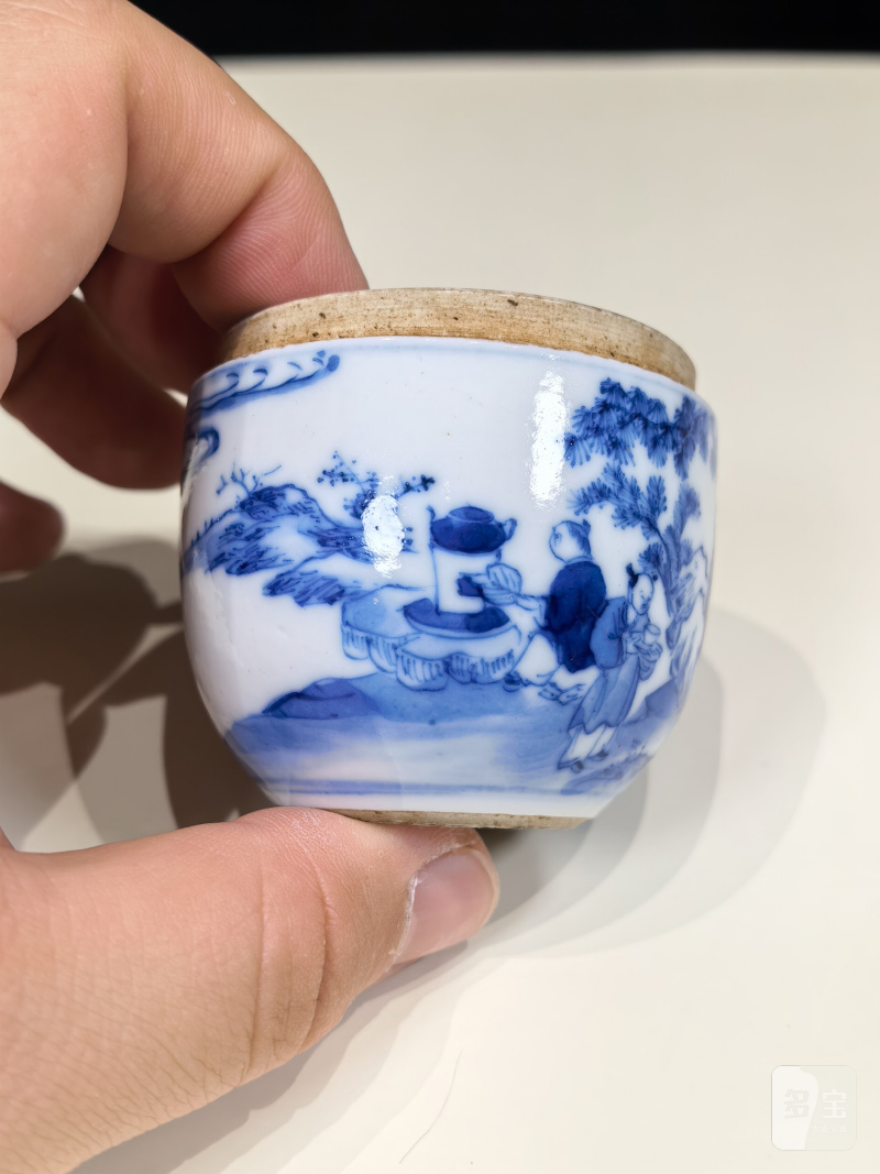 清中晚期 青花“卢仝清玩”烹茶图小茶叶罐 - 图10